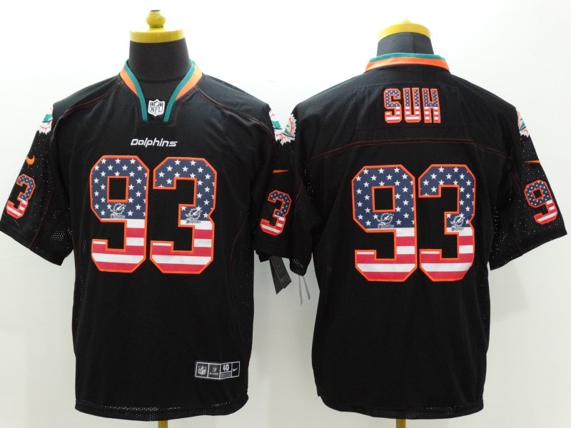 Men's Miami Dolphins Ndamukong Suh #93 Black Jersey